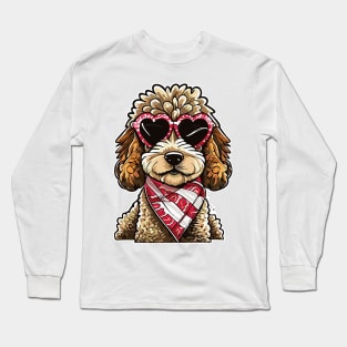 Cute Labradoodle Heart Sunglasses Dog Lovers Valentines Day Long Sleeve T-Shirt